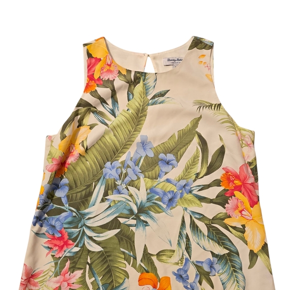 Tommy Bahama Silk Shift Dress Tropical Print Madeira Blooms Sleeveless Size M - Picture 4 of 6